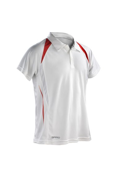 Spiro Mens Team Spirit Polo Shirt - White/Red