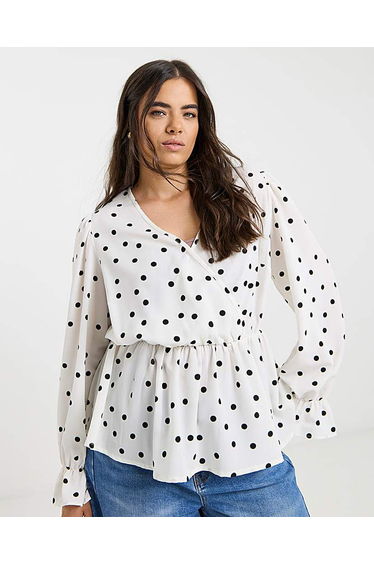 Mono Spot Wrap Blouse