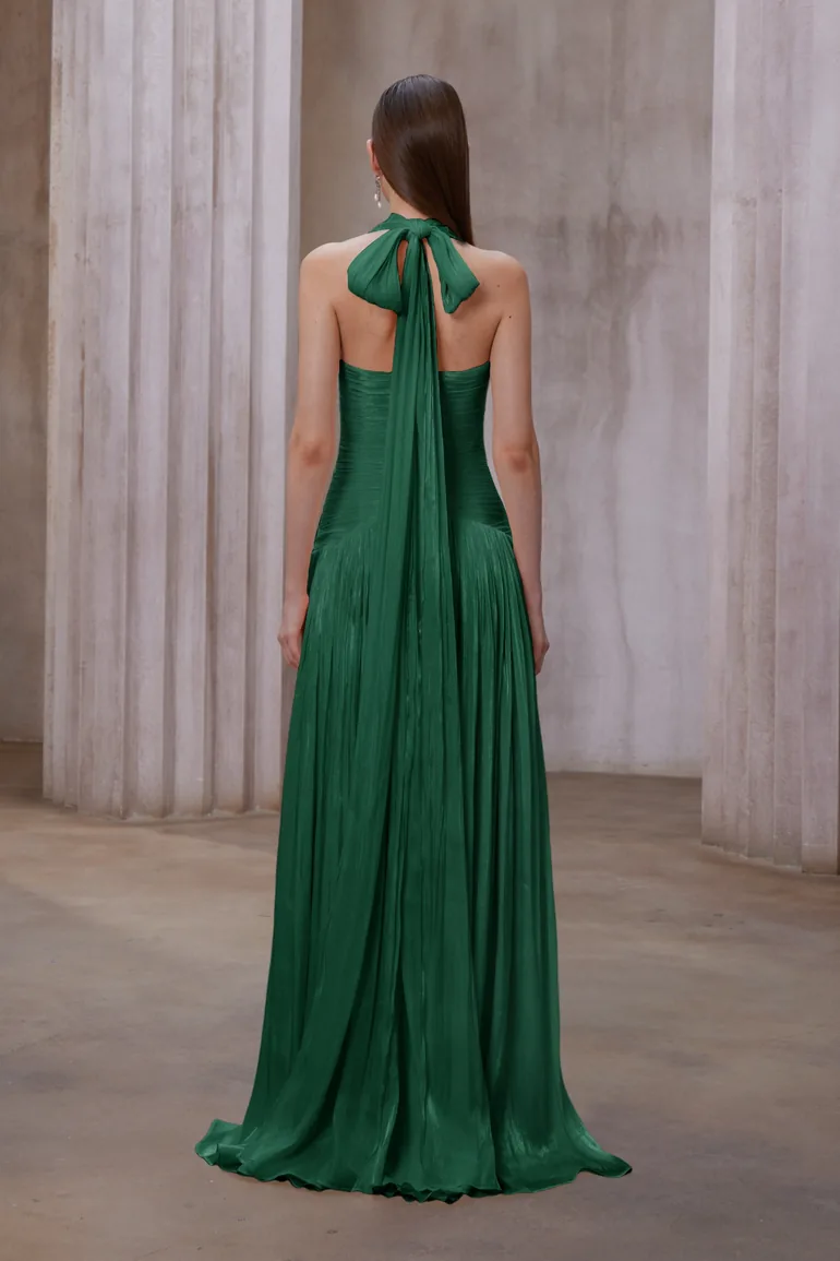 Uranie Emerald Green Gathered Maxi Dress Miss Rosier : Premium Dresses :  VogaCloset Libya