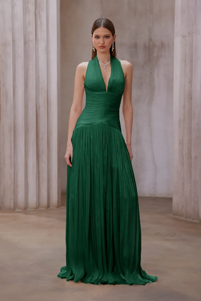 Uranie Emerald Green Gathered Maxi Dress Miss Rosier : Premium Dresses : VogaCloset Oman Uranie Emerald Green Gathered Maxi Dress Miss Rosier : Premium Dresses : VogaCloset Oman