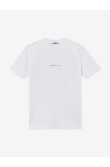 Stone Island Boys Compass Logo Print T-Shirt in White