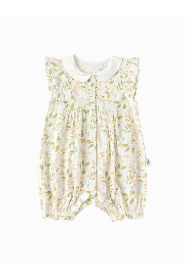 Girls' Floral Collared Romper