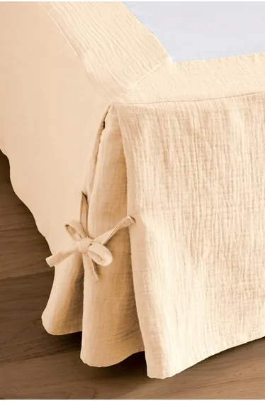 غطاء قاعدة سرير قطن موسلين