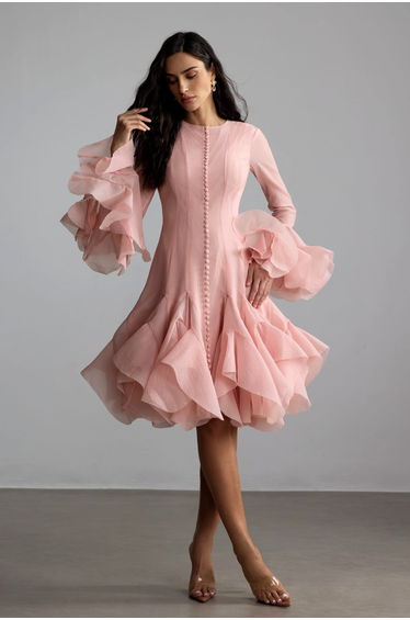 Gloria Long Sleeve Flared Hem Midi Dress
