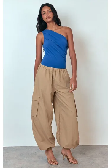 Cobalt Soft Cotton Asymmetric Bodysuit