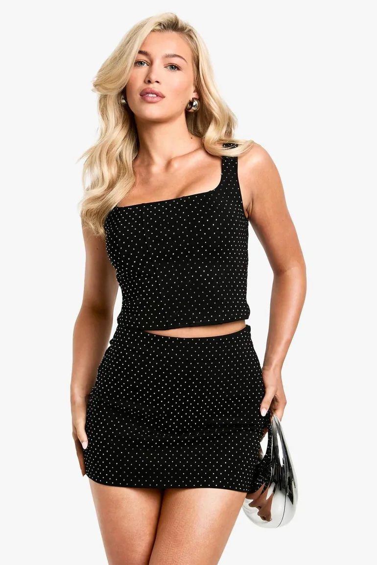 Hot Fix Diamante Corset Top