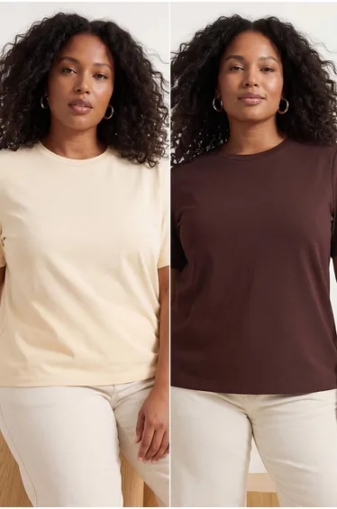 تيشيرت ترينديول كيرف متعدد الالوان 2  بأكمام قصيرة - للمقاسات الكبيرة