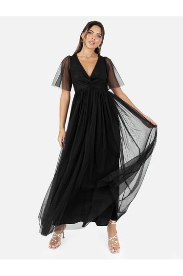 Anaya With Love Recycled Black Twist Detail Maxi Dress