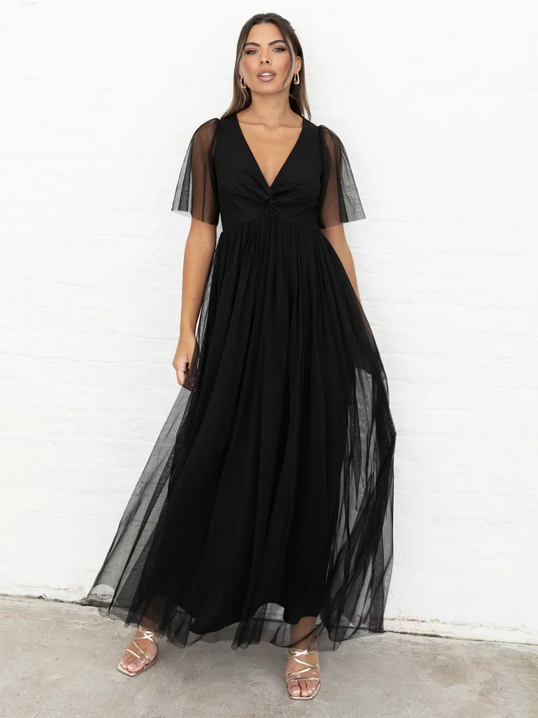 Anaya With Love Recycled Black Twist Detail Maxi Dress Anaya With Love  Black : Evening Dresses : VogaCloset Oman