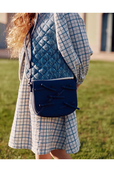 Shoulder bag with bow appliqué for girls dark blue