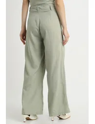 Womens Flowy Wide-Leg Pants  Solid Color with Front Pleats - 1