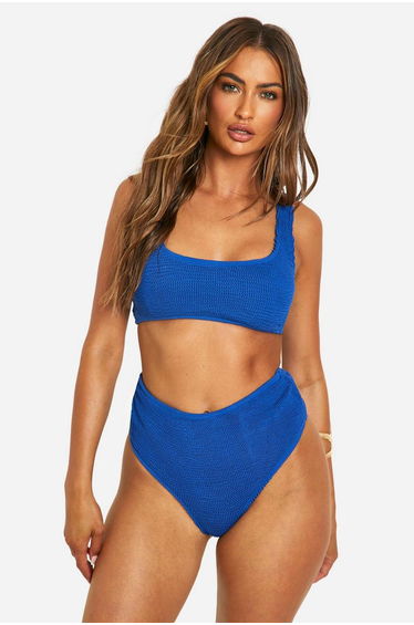 Premium Crinkle High Waisted Bikini Brief - navy