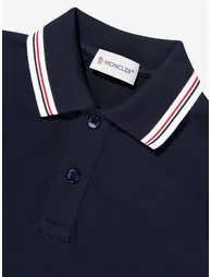 Moncler Enfant Boys Cotton Long Sleeve Polo Shirt in Navy - 3