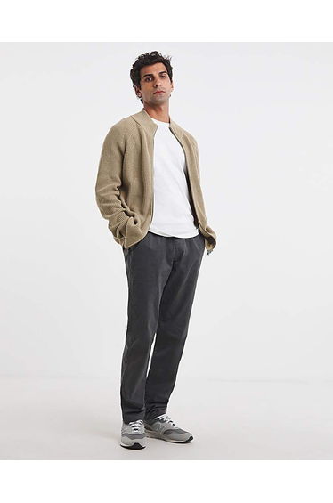 Fisherman Knitted Zip Through Cardigan
