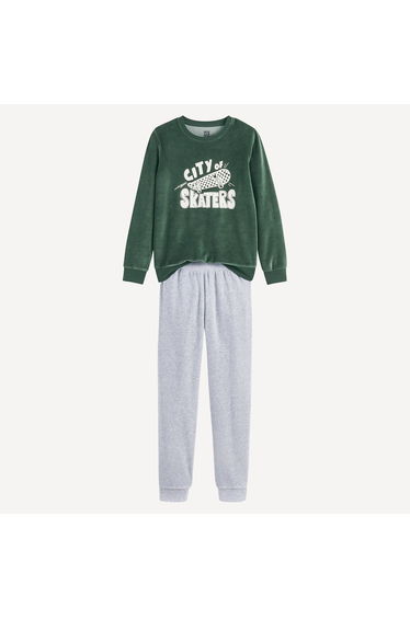 Skateboard Print Velour Pyjamas