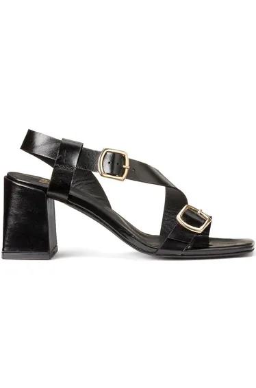 Leather Buckled Sandals with High Heel