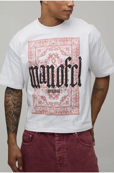 Oversized Boxy Paisley Puff Print T-Shirt - white