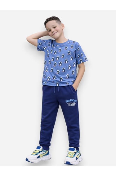 Boys Cotton Printed T-Shirt and Joggers Set