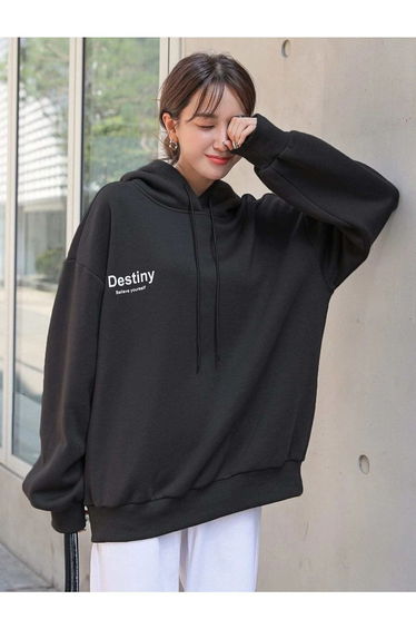 Women's 3 Thread Black Sweatshirt Destiny Design Printed
