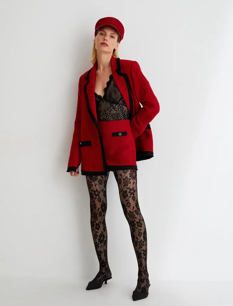 Buttoned Medium Rise Mini Tweed Skirt