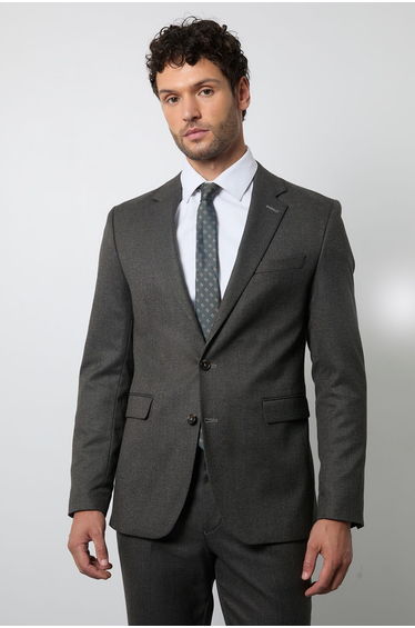 Charcoal End On End Slim Fit Suit Jacket