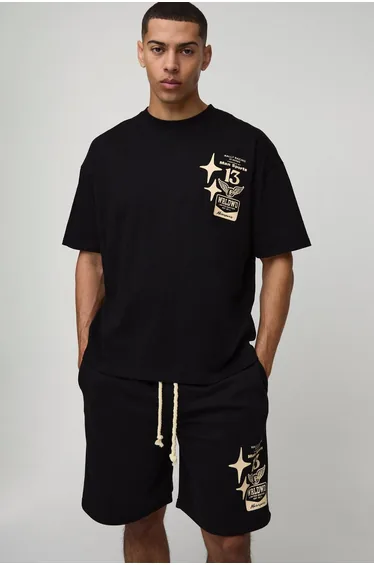 Oversized Moto Graphic T-Shirt & Short Set