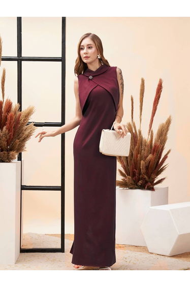 Wrap Bodice Detail Sleeveless Maxi Dress