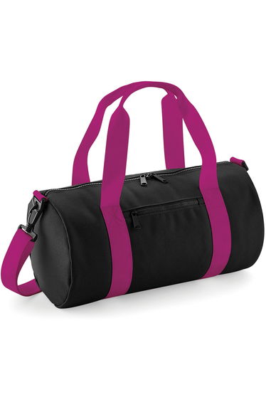 Bagbase Mini Barrel Shoulder Bag - Black/Fuchia