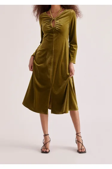 Velvet Tie-Neck Dress
