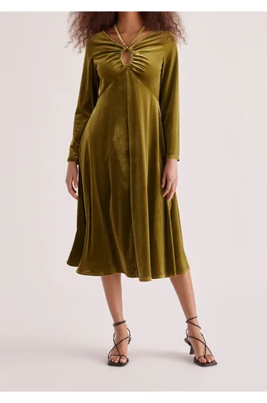 Velvet Tie-Neck Dress