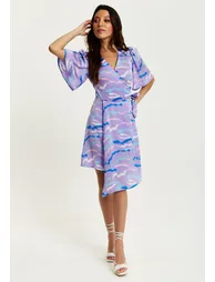 Women's Mini Dress in Lilac with Kimono Sleeves