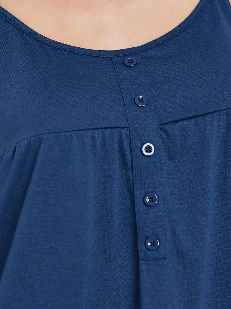 Women Navy Blue Strappy Ruffled Hem Slip Dress - 2