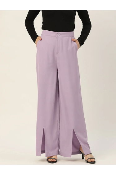 Women Lavender Relaxed Loose Fit Trousers