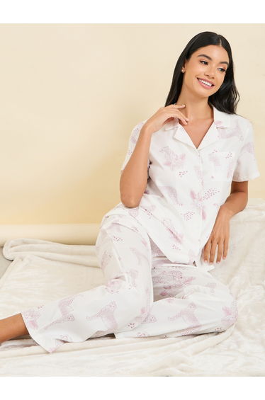 Jaguar Print Shirt and Pyjama Set