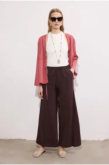 CUPRA DRAPED WIDE-LEG TROUSERS