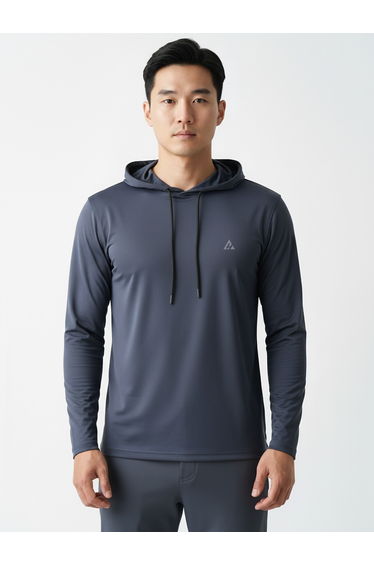 Men Grey Long Sleeve Hoodie