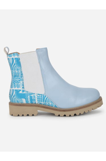 Blue Comfortable Lightweight Printed Boots