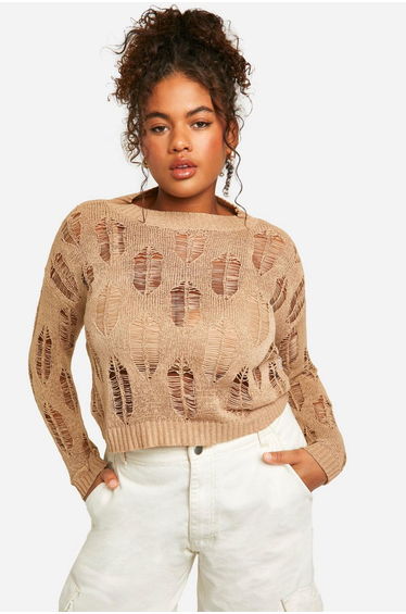 Plus Ladder Detail Sheer Jumper -