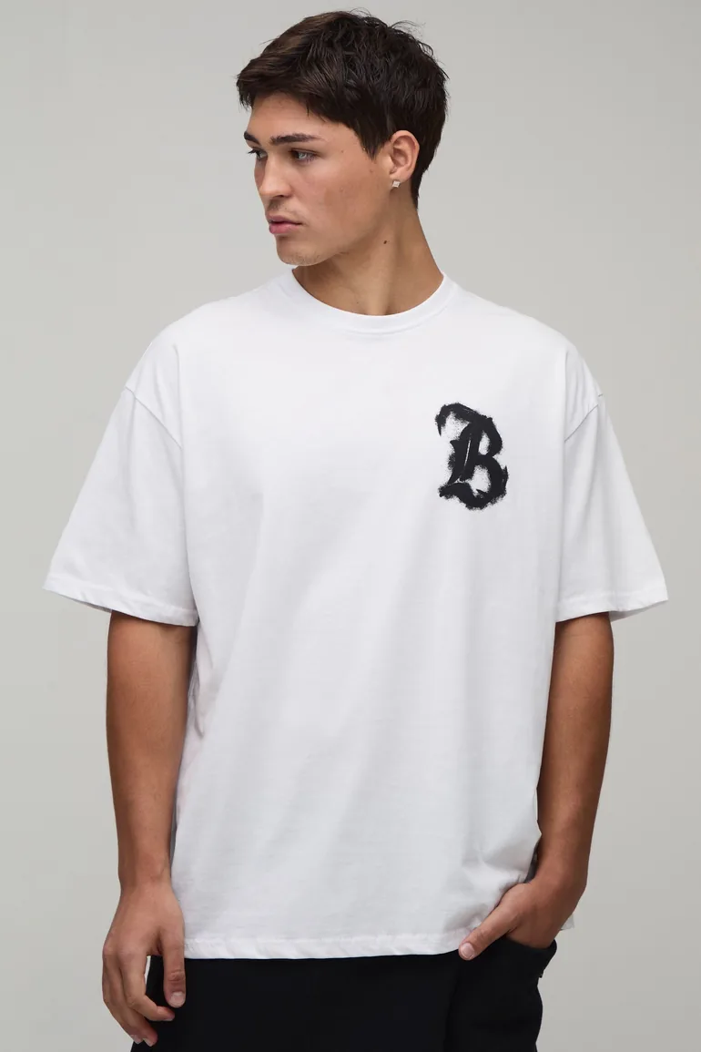 White Oversized Graffiti Print T-Shirt - white