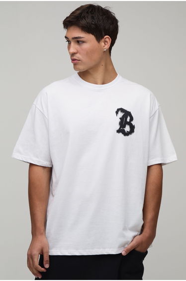 White Oversized Graffiti Print T-Shirt - white