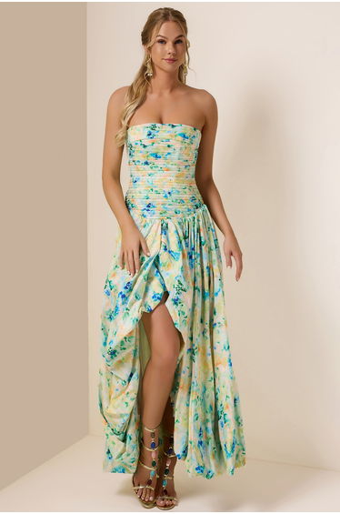 Juliette Tie Dye Pleat Split Midi Dress