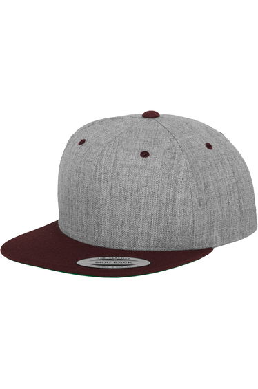 Yupoong Mens The Classic Premium Snapback 2-Tone Cap - Heather/Maroon