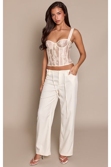 Cream Sheer Floral Corset