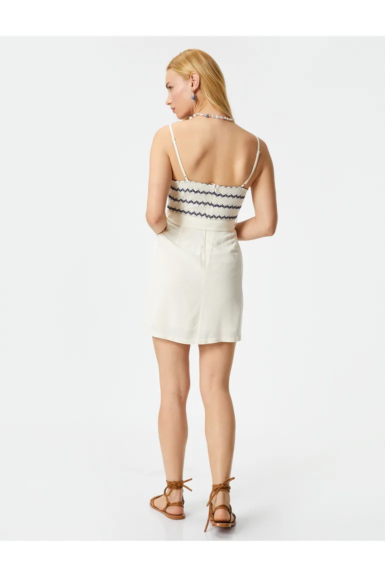 Melis Ağazat X Cotton - Belted Mini Dress with Straps - 1
