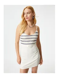 Melis Ağazat X Cotton - Belted Mini Dress with Straps - 2