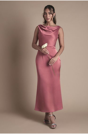 Oasis Cowl Neck Open Back Midi Dress