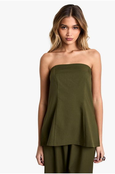 Woven Bandeau Top - olive