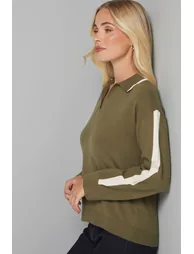 Petite Contrast Collar Knitted Jumper - 2