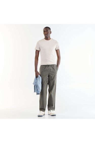 Peach-skin effect trousers KHAKI