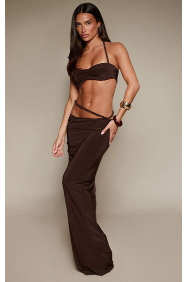 Brown Slinky Twist Detail Bralette Co-ord